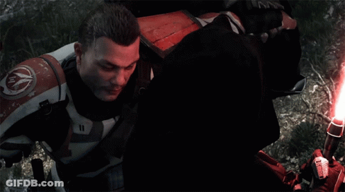 Man Holding Red Lightsaber Talking GIF
