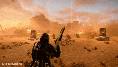 Man Holding Rifle In Video Game GIF