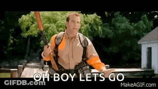 Man Holding Rifle Saying Oh Boy Let's Go GIF
