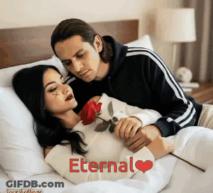 Man Holding Rose Next To Woman On Bed Eternal GIF
