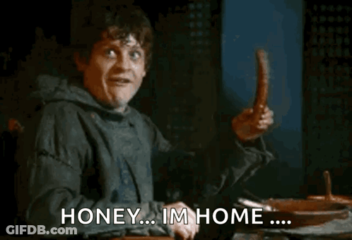Man Holding Sausage Saying Honey Im Home GIF