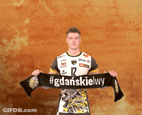 Man Holding Scarf Saying #Gdanskiewy GIF