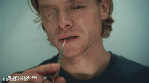 Man Holding Scissors #ClayfaceMovie GIF