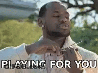 Man Holding Scissors Saying Playing For You GIF