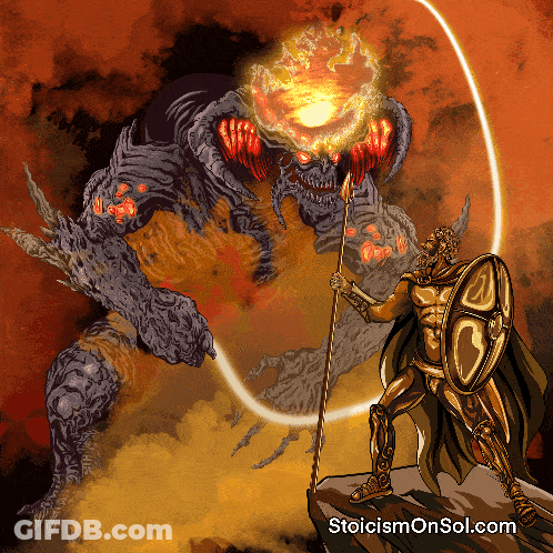 Man Holding Shield And Spear Stoicismonsol.com GIF