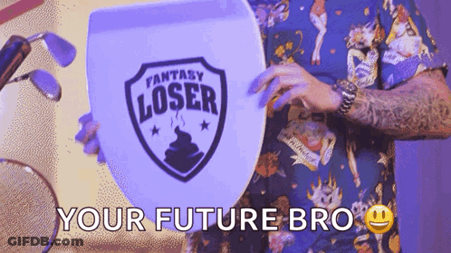 Man Holding Shield Saying Fantasy Loser GIF