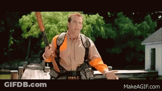 Man Holding Shotgun In Front Of House Says Makeagif GIF