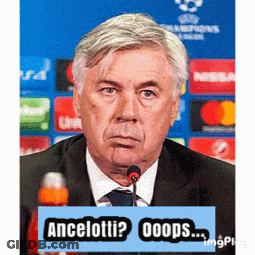 Man Holding Sign Ancelotti Oops GIF