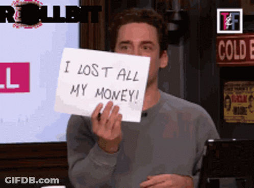 Man Holding Sign I Lost All My Money GIF