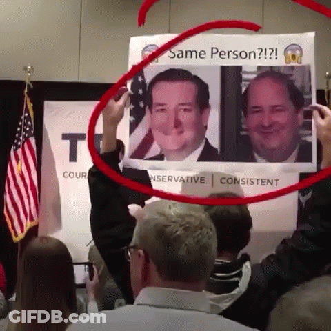 Man Holding Sign Saying Same Person GIF