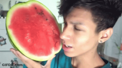 Man Holding Slice Of Watermelon GIF
