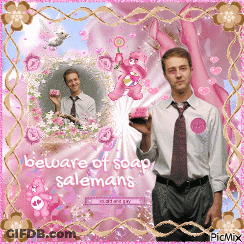 Man Holding Soap Bar Beware Of Soap Salesman GIF