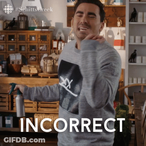 Man Holding Spray Bottle And Incorrect Sign GIF