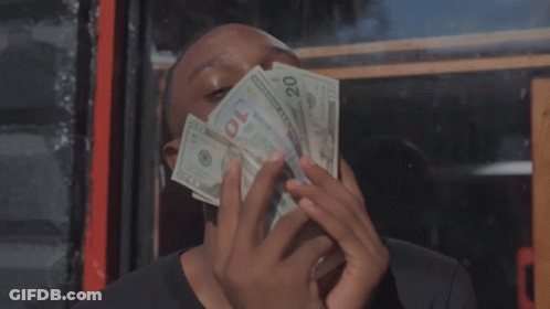 Man Holding Stack Of 20 Dollar Bills GIF