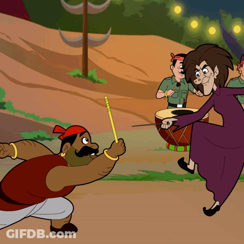 Man Holding Stick And Woman Dancing GIF