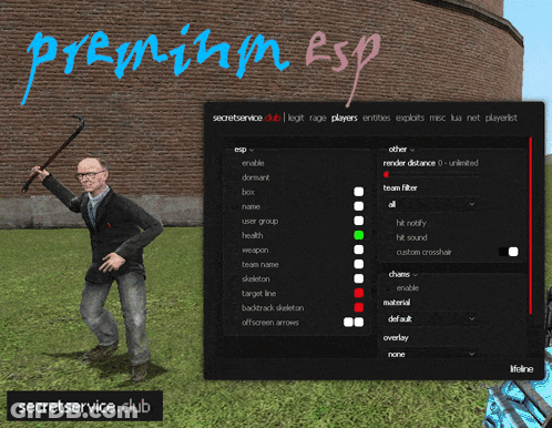 Man Holding Stick In Front Of Brick Wall Premium Esp GIF
