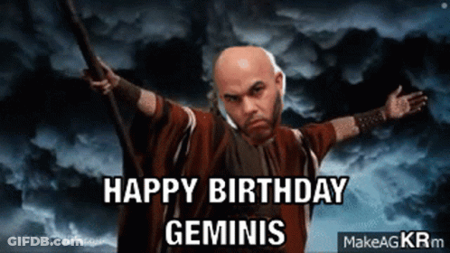 Man Holding Stick Saying Happy Birthday Geminis GIF
