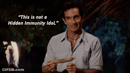 Man Holding Stick Saying This Is Not A Hidden Immunity Idol GIF