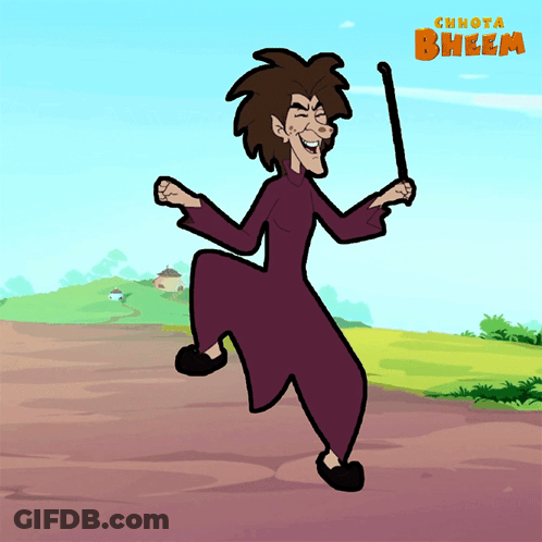Man Holding Stick With Word Bheem GIF