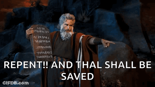 Man Holding Stone With Repent And Saved GIF
