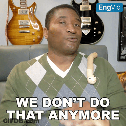 Man Holding Stuffed Worm Saying We Don't Do That Anymore GIF