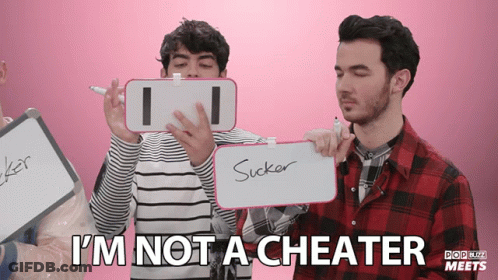 Man Holding Sucker Sign Says I'm Not A Cheater GIF