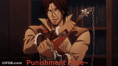 Man Holding Sword And Chains Punishment Time GIF