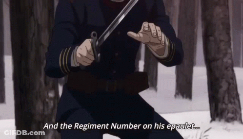 Man Holding Sword And The Regiment Number On His Epaulet GIF