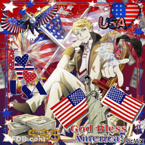 Man Holding Sword God Bless America GIF
