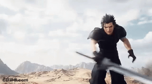 Man Holding Sword In Desert GIF
