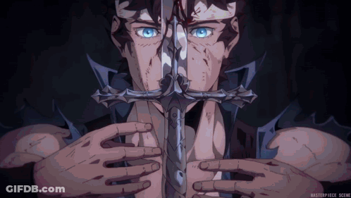 Man Holding Sword Masterpiece Scene GIF