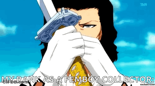 Man Holding Sword My Rank As A Femboy Collector GIF