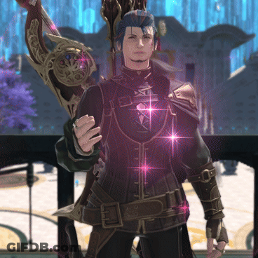 Man Holding Sword Purple Background GIF
