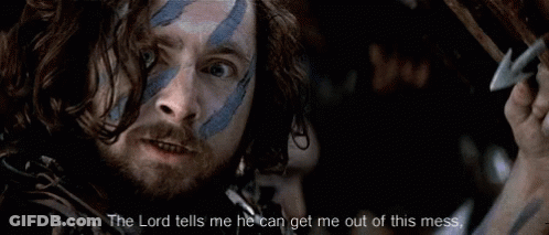 Man Holding Sword Saying But He's Pretty Sure You're Fucked GIF