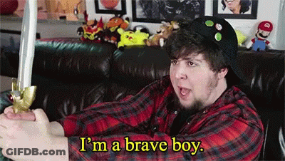 Man Holding Sword Saying I'm A Brave Boy GIF