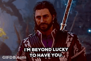 Man Holding Sword Saying I'm Beyond Lucky To Have You GIF