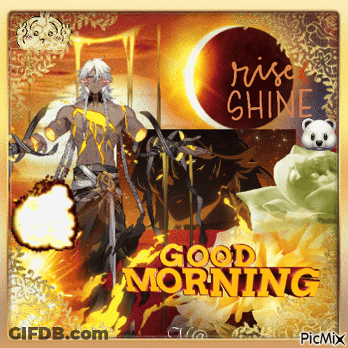 Man Holding Sword Saying Rise Shine GIF