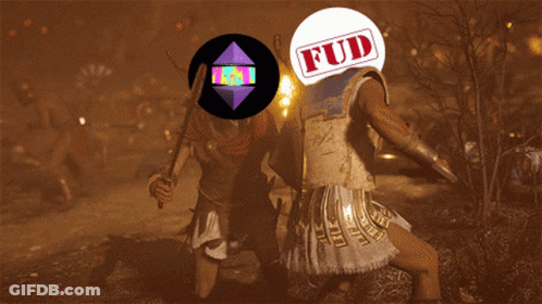 Man Holding Sword With Fud On Head GIF