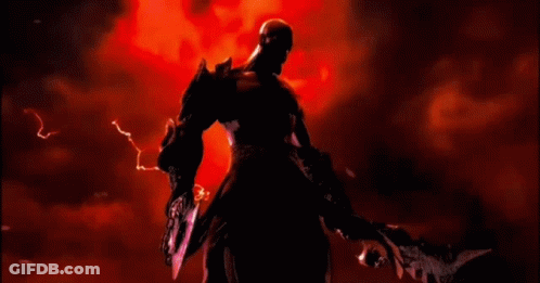 Man Holding Sword With Lightning Background GIF