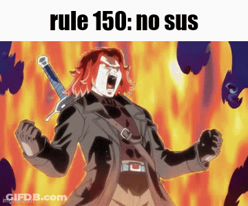 Man Holding Sword With Rule 150 No Sus GIF