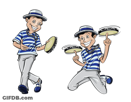 Man Holding Tambourine And Pointing GIF
