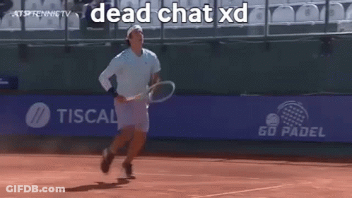 Man Holding Tennis Racquet Dead Chat XD GIF