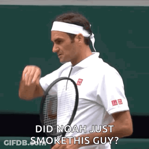 Man Holding Tennis Racquet Did Noah Just Smoke This Guy GIF