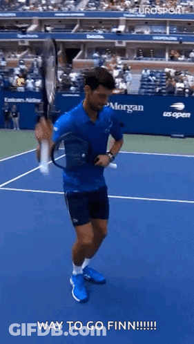Man Holding Tennis Racquet Saying Way To Go Finn GIF