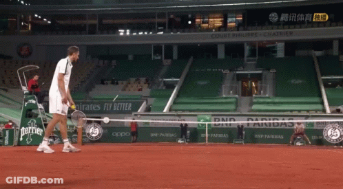Man Holding Tennis Racquet With Emirates Fly Better Sign GIF