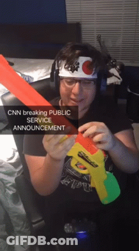Man Holding Toy Gun CNN Breaking Public Service Announcement GIF