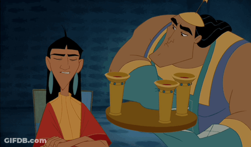 Man Holding Tray Of Cups GIF