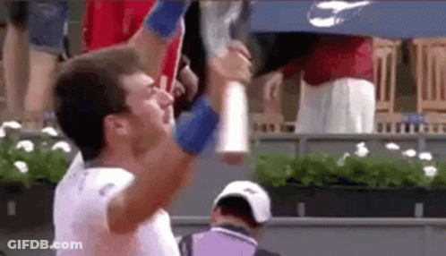 Man Holding Trophy Over Head As Crowd Watches GIF