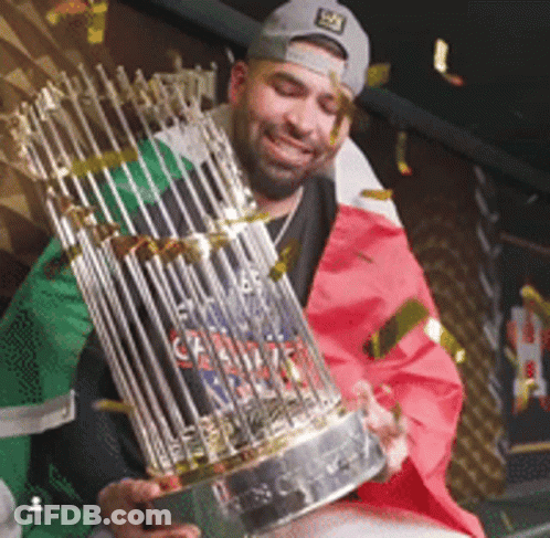 Man Holding Trophy With Canadian Flag GIF