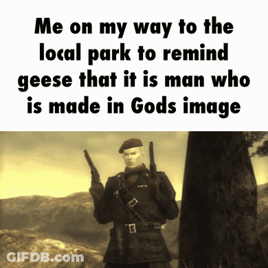 Man Holding Two Guns Me On My Way To The Local Park To Remind Geese GIF